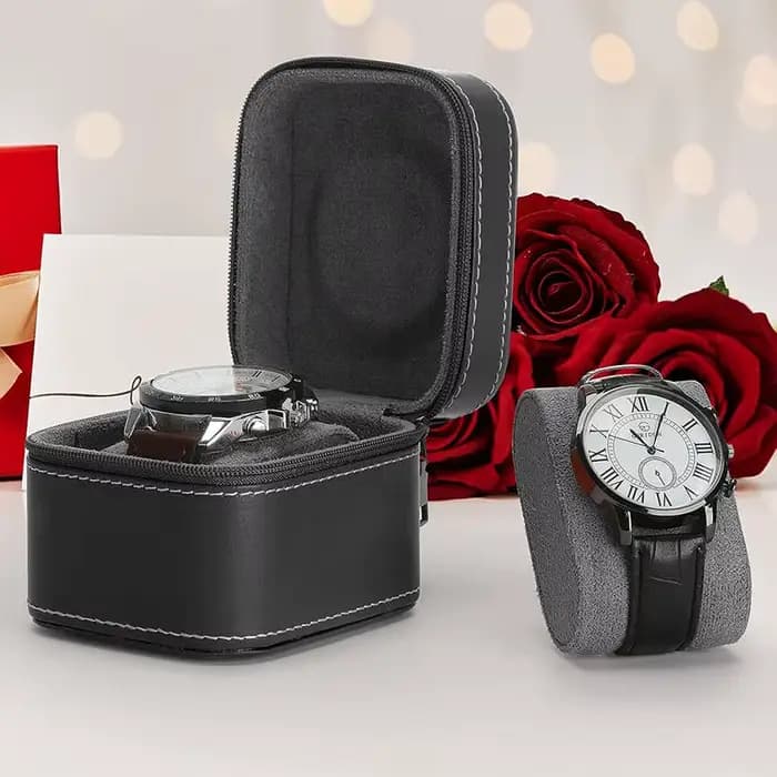 Boîtier de montre unique en cuir, étui de voyage avec coussin amovible, mallette de rangement de bijoux, organisateur, boîte de montre carrée Portable