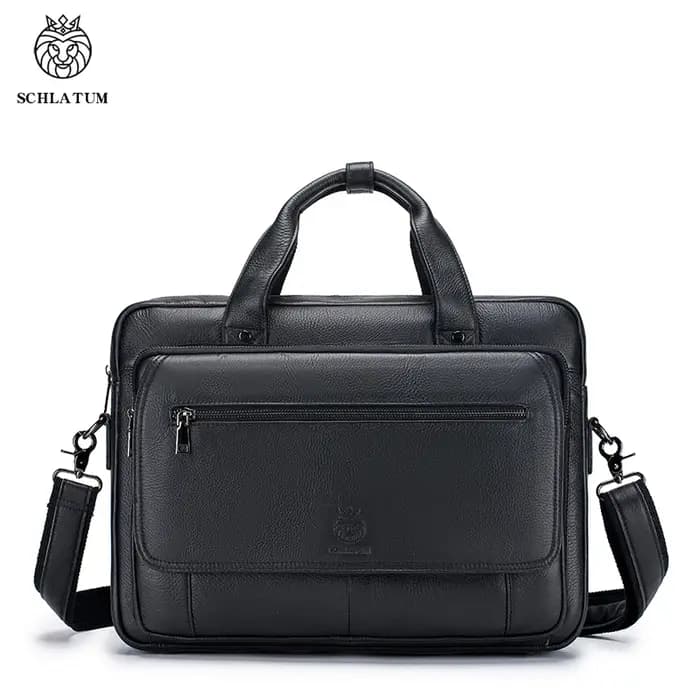 SCHLATUM porte-documents en cuir véritable dur pour hommes 16 pouces bureau affaires ordinateur sac