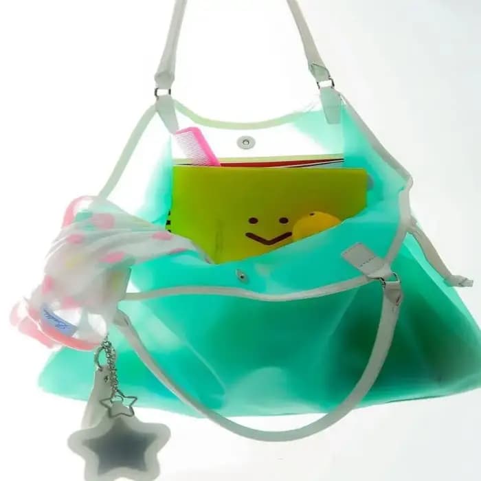 Sac à main transparent en PVC couleur bonbon, imperméable, grande capacité, sac bandoulière portable tendance, sacs de rangement à la mode