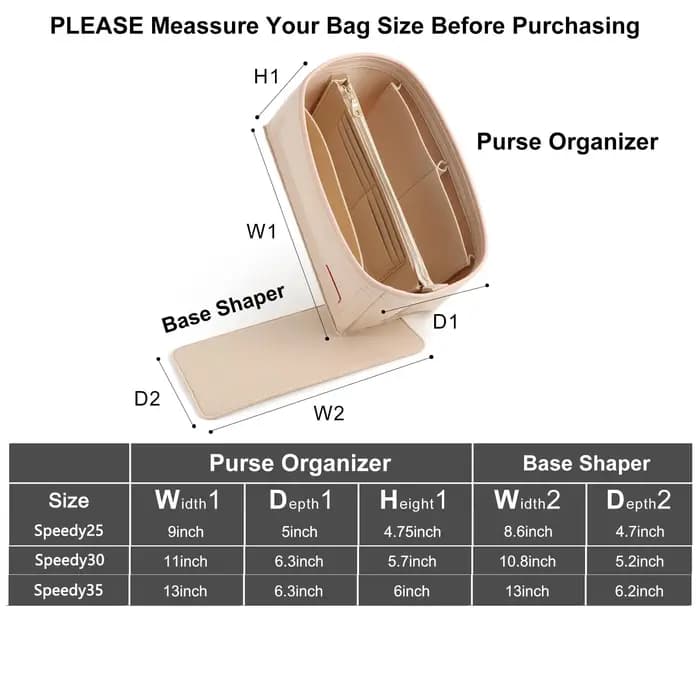 Insert organisateur de sac à main pour LV speedy25 30 35