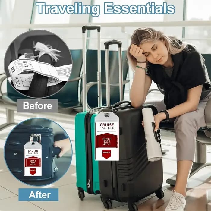 Lot de 5/8 porte-étiquettes de bagages pour croisière