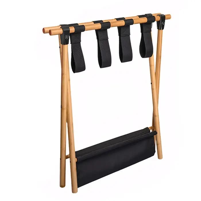 Support de Valise Portable en Bambou Pliable pour Chambre d'Hôtel