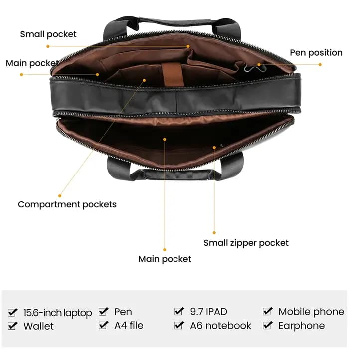 JOYIR – porte-documents en cuir véritable pour hommes