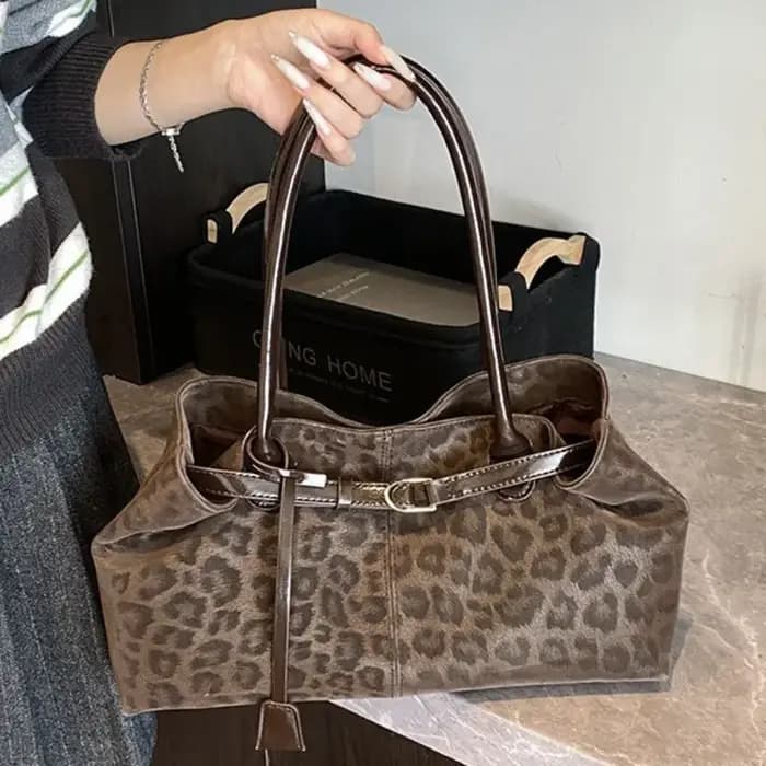 Sacs à bandoulière en cuir PU imprimé léopard pour femmes 2026 – Sac fourre-tout de luxe tendance de marque de créateur