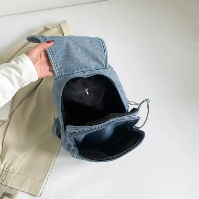 Sac à dos rétro japonais en denim lavé pour femmes, simple et polyvalent, sac à dos décontracté pour étudiants, sac à dos en toile de style Harajuku