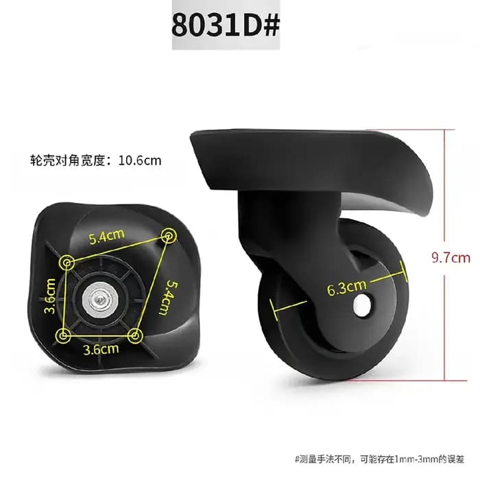 Roues de bagages de voyage Hongsheng A-23/A23/34A/C07 360 °