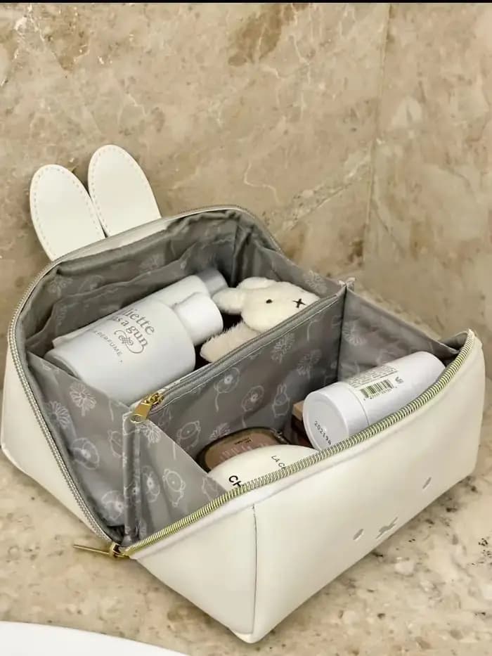 Kawaii Miffy lapin forme mignonne sac de maquillage à main multi-fonctionnel Portable sac de rangement de toilette jouet de noël cadeau pour les filles