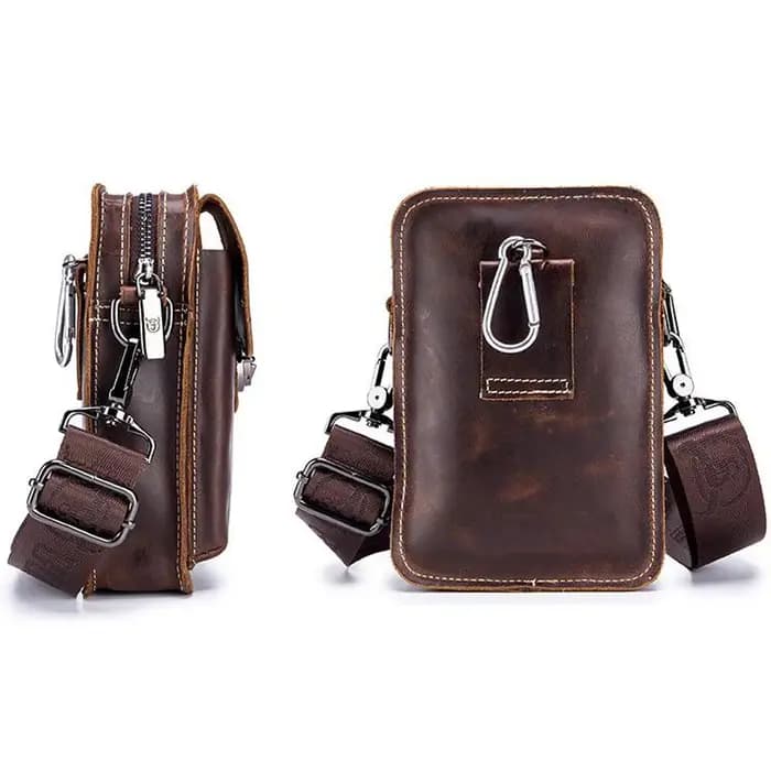 BULLCAPTAIN Crazy Horse cuir homme taille Pack téléphone pochette sacs