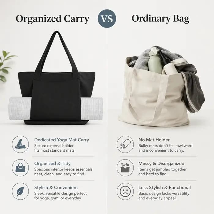 Sac de transport pour tapis de yoga avec support externe – Sac à bandoulière grande capacité pour la gym et le fitness