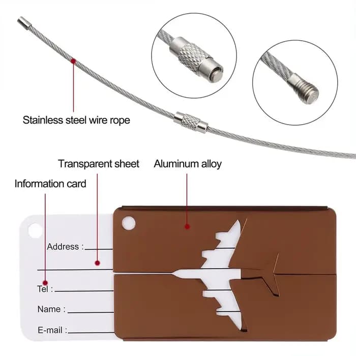 Étiquettes de bagage de voyage en aluminium réutilisables