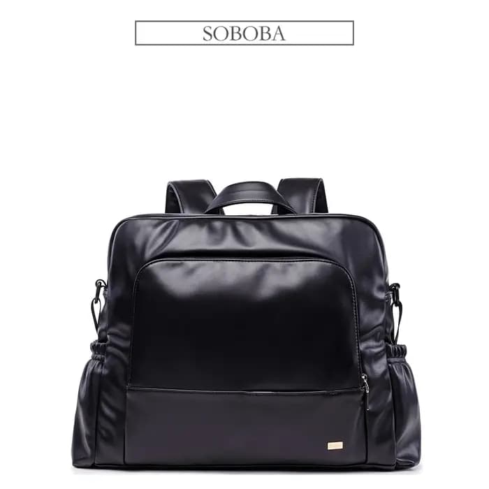Soboba – sac à langer noir en cuir lisse