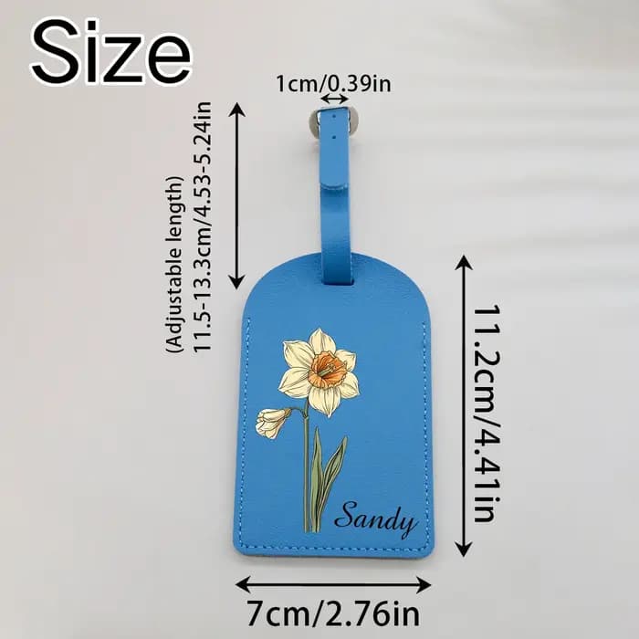 Étiquette à bagages personnalisée avec nom - Motif fleur japonaise