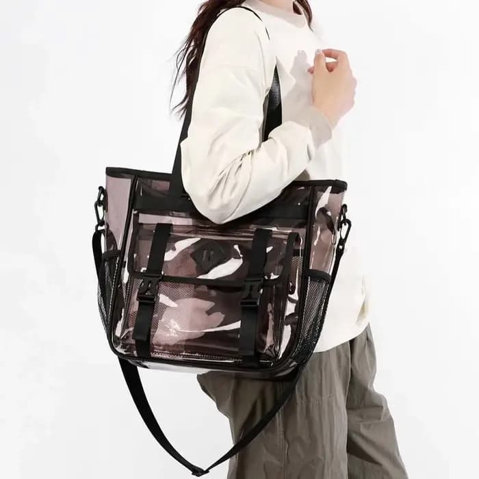 Sac à main de plage transparent couleur bonbon, multi-poches, grande capacité, sac bandoulière en gelée, séparation sec-humide avec sangles amovibles