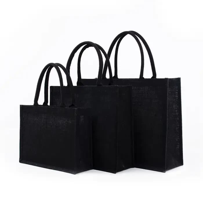 Sac fourre-tout en lin noir vintage pour femme