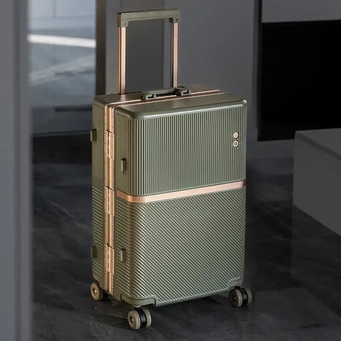 Valise de voyage avec cadre en aluminium doré, valise à main de 20 pouces, chariot PC épais et Durable avec roue de frein de 20 à 28 pouces