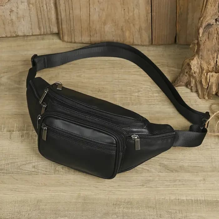 LD-Crazy Horse Skin Sac de taille en cuir avec couche Baotou pour homme Sac à bandoulière multifonct