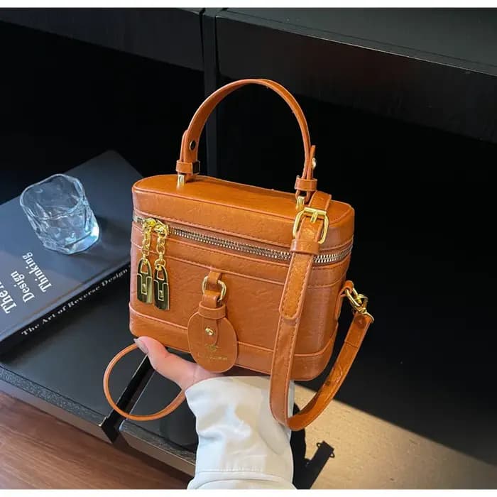 Sac Seau Rétro Tendance 2025 – Nouveau Sac de Maquillage Simple Style Boîte, Sac Bandoulière Croisé