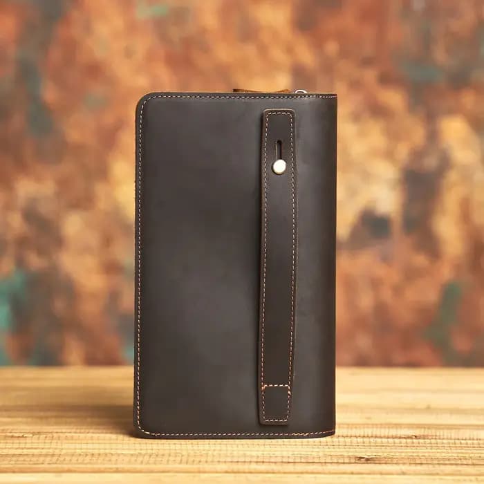 Pochette en cuir véritable pour homme