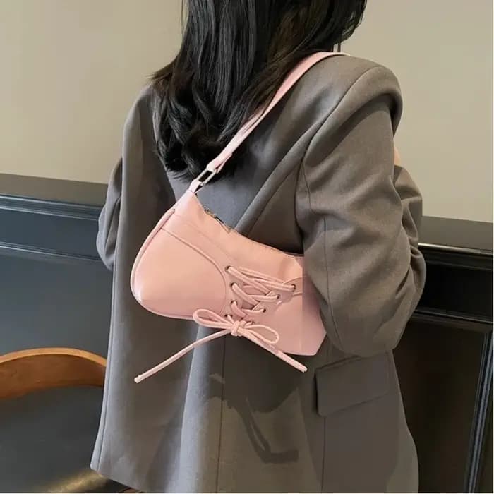 Sac à bandoulière élégant en cuir PU couleur unie pour femme