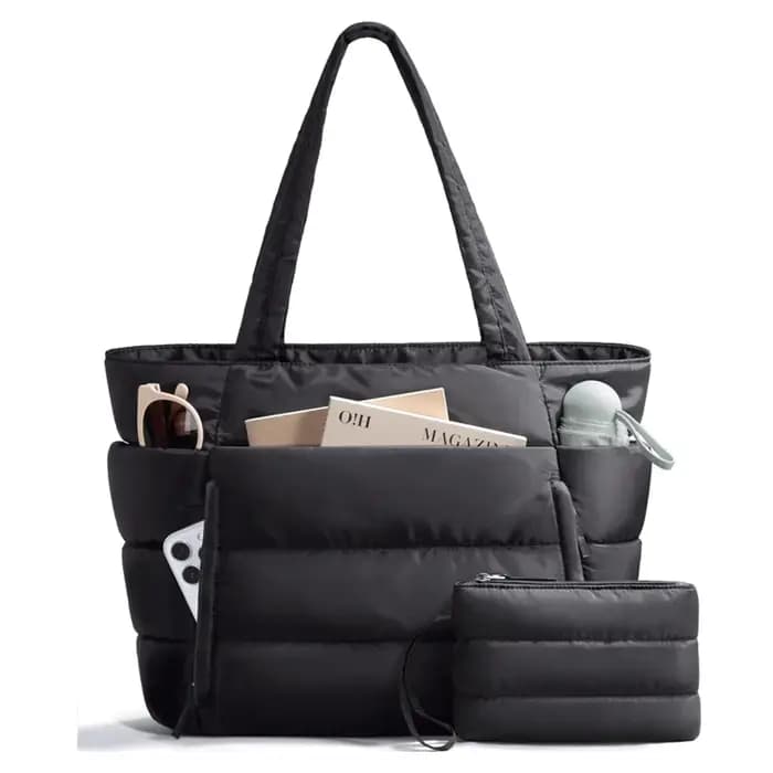 Sac fourre-tout pour femme, sac fourre-tout léger et gonflé avec compartiments, sac à bandoulière po