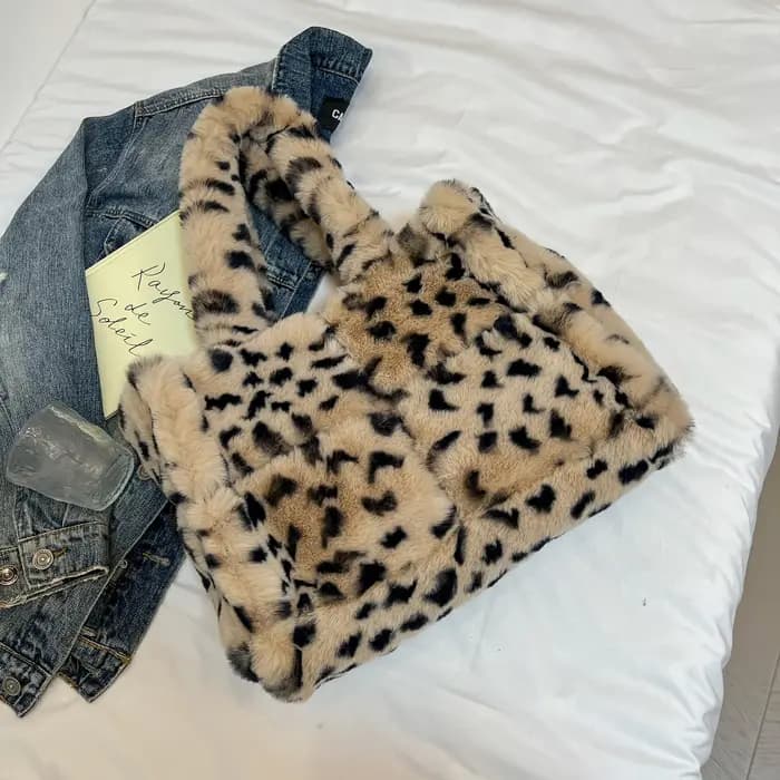 Sac à main de luxe en fausse fourrure pour femmes, fourre-tout de grande capacité, marque de stylist