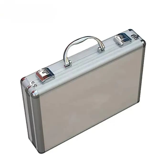 Flight case, 340 × 245 × 70 mm, flight case en aluminium rigide argenté