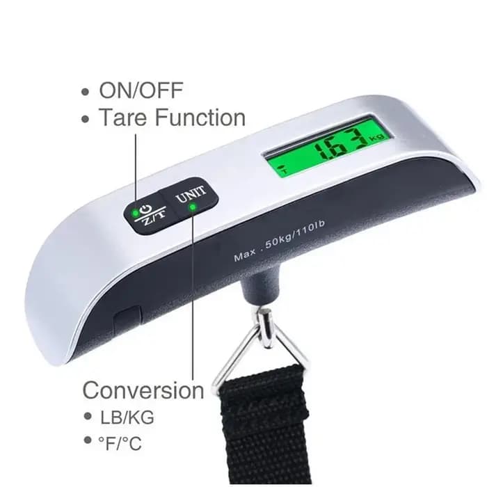 Balance de pesée portable électronique pour bagages avec écran LCD numérique 110 lb/50 kg, idéale pour valises et sacs de voyage