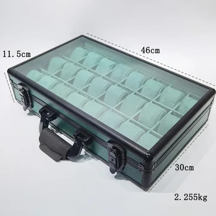 Boîte de montre à 24 fentes, organisateur de montres-bracelets, valise de grande capacité, présentoir de rangement de montre, couvercle Transparent, boîtes de montres