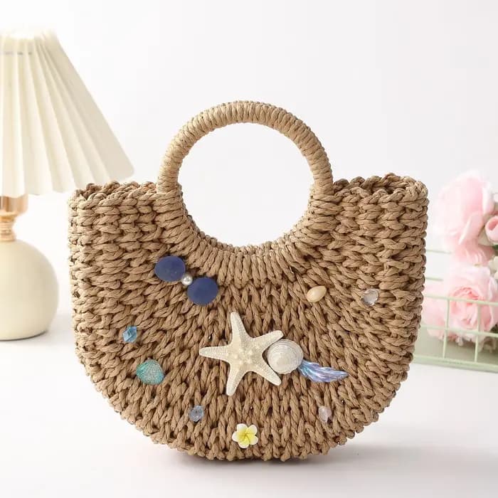 Sac bandoulière élégant en paille tressée pour femme
