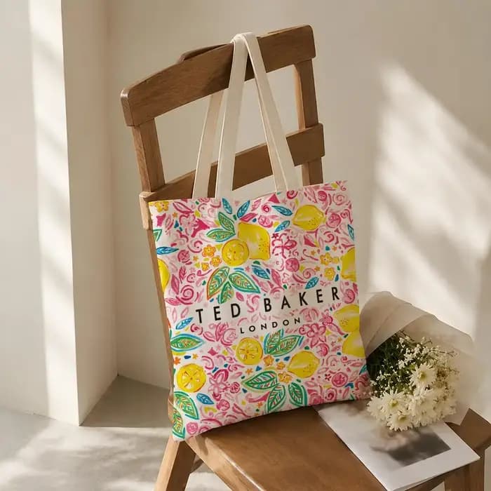 Sacs de rangement tendance T-Ted B-Baker, sac fourre-tout en toile de coton 12/16oz, sac de shopping écologique réutilisable de grande capacité
