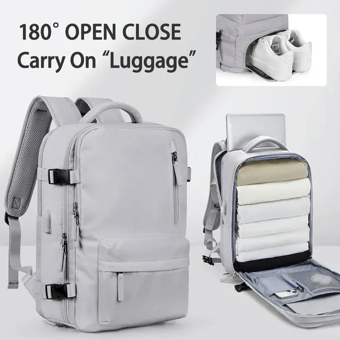 Sac à dos en nylon, sac à dos de voyage d'affaires avec port USB pour femmes et hommes, sac à dos an