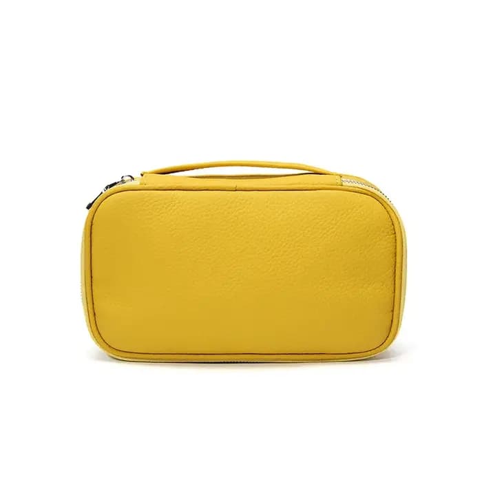 Trousse de Toilette de Voyage en Cuir de Vachette Grande Capacité Personnalisable avec Nom, Sac Cosm