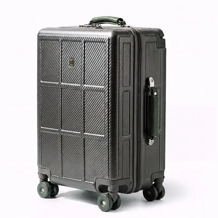 Valise de cabine légère de luxe en fibre de carbone | Poignée large | Poignée en cuir véritable | Ro