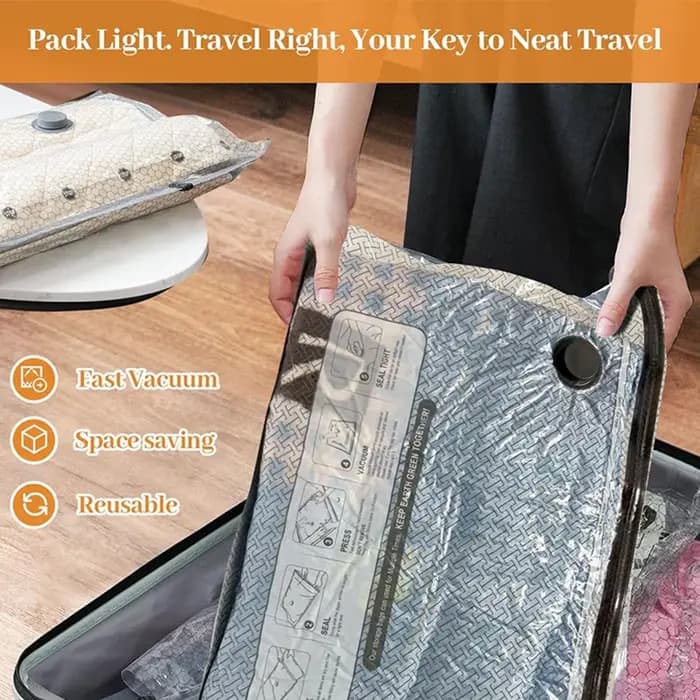 Sacs sous vide pour voyage avec pompe à air rechargeable