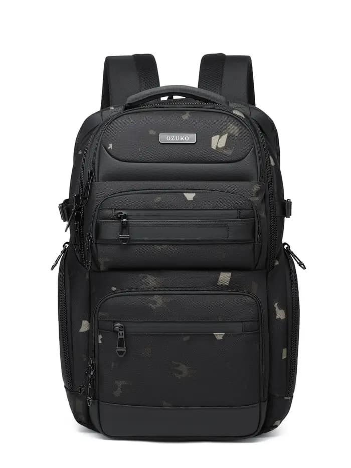 OZUKO noir gris hommes sac à dos grande capacité 15.6 pouces sacs à dos d'ordinateur portable homme