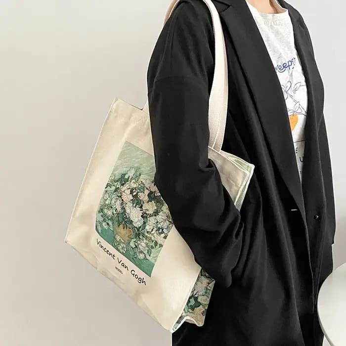 Sac à bandoulière en toile Extra épaisse pour femmes, Van Gogh Morris, Vintage, peinture à l'huile,