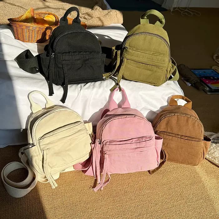 Mini sacs à dos en toile 100% coton pour femmes