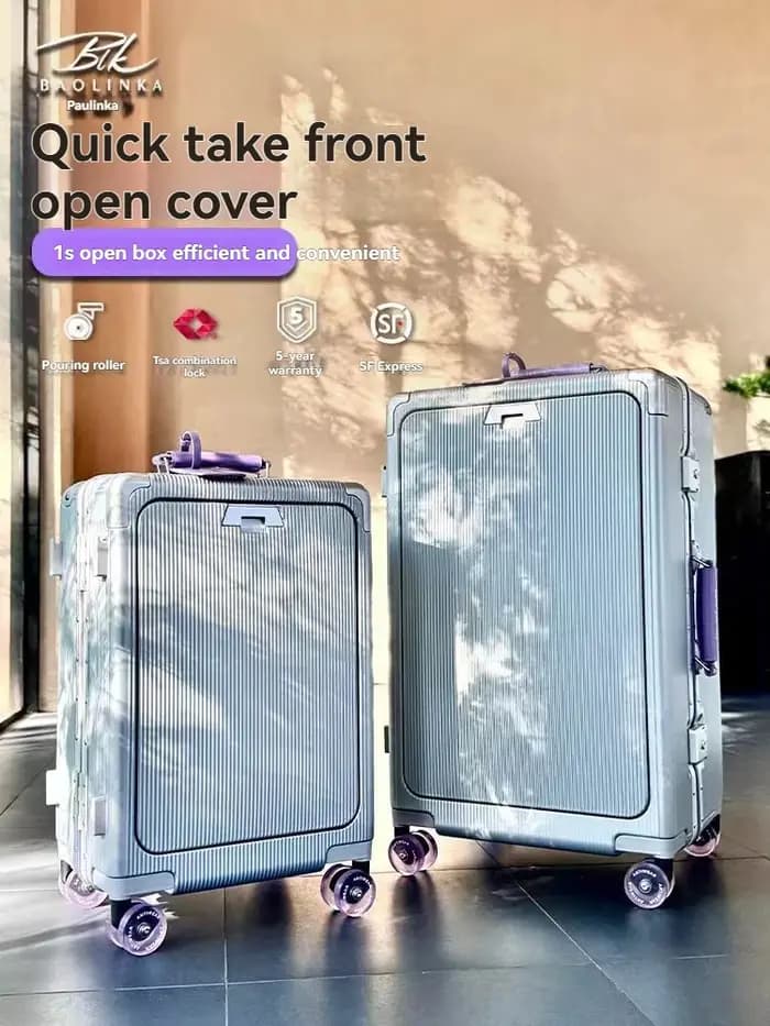 Bagage à ouverture avant avec cadre en aluminium
