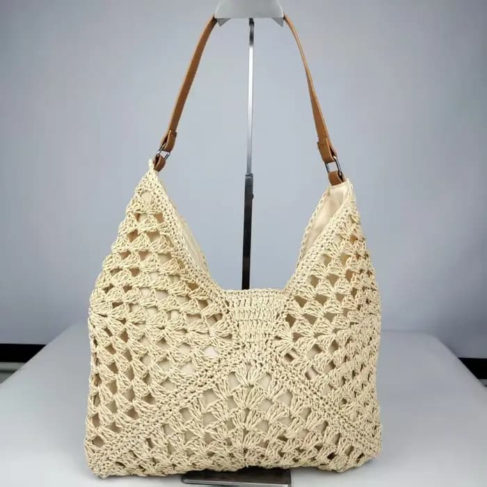 Sac à bandoulière en paille tressée tendance pour l'été, idéal pour la plage et les vacances, sac à