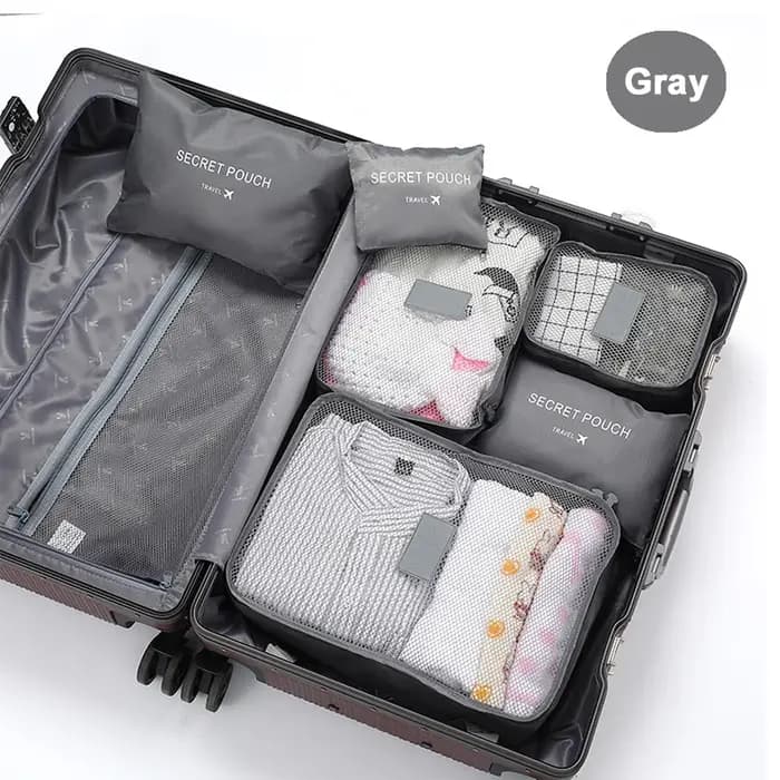 Ensemble de Sacs de Rangement pour Vêtements de Voyage, Poudres pour Valise d'Évaluation Portable, Cube d'Emballage pour Chaussures, 6 Pièces