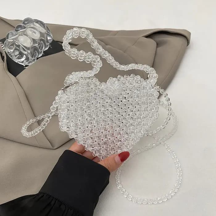 Pochette en cristal perles tissé à la main sac