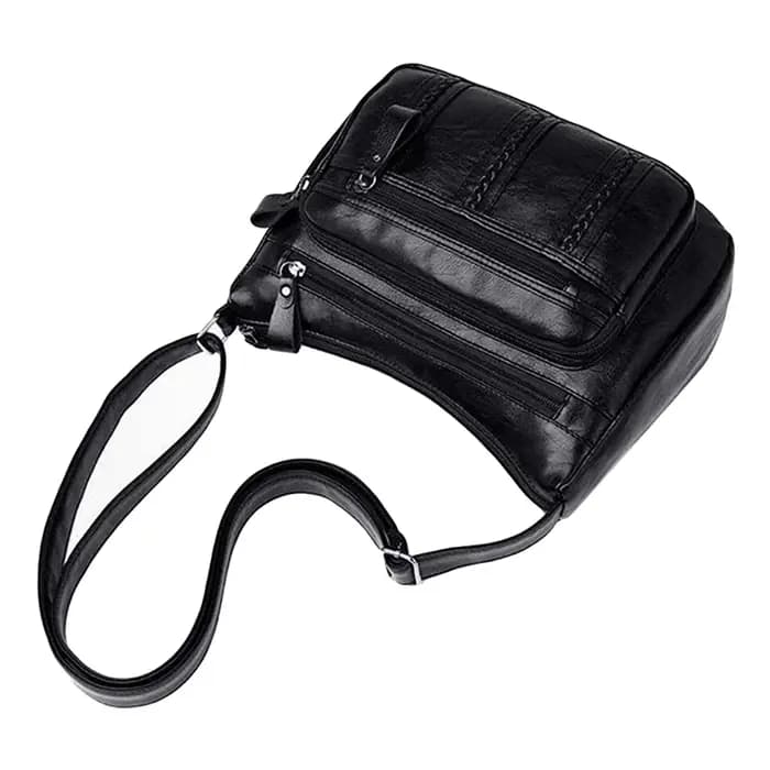 Sac à bandoulière en cuir souple multicouche pour femme
