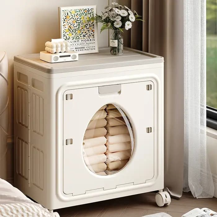 Armoire de rangement pliante pour vêtements, boîte de rangement pour couette de chambre à coucher, porte d'entrée rabattable de grande capacité pour organiser l'armoire de rangement