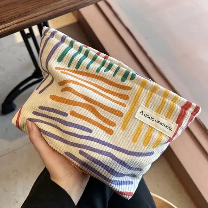 Sac à cosmétiques en velours côtelé pour femmes