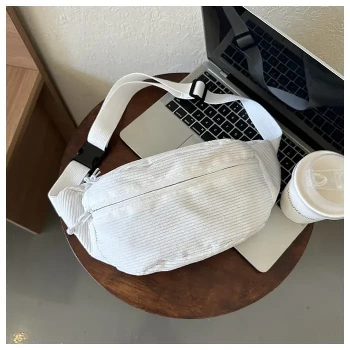 Femmes taille sac velours côtelé étudiant épaule sac à main bandoulière poitrine