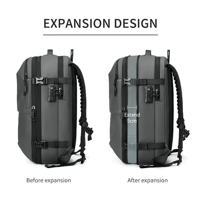 Sac à dos de voyage pour hommes, compression sous vide, sac à dos pour ordinateur portable de 17 pou