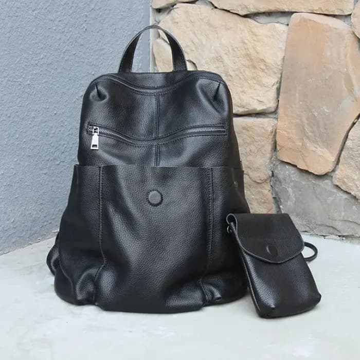 Sac à dos antivol en cuir véritable pour femme