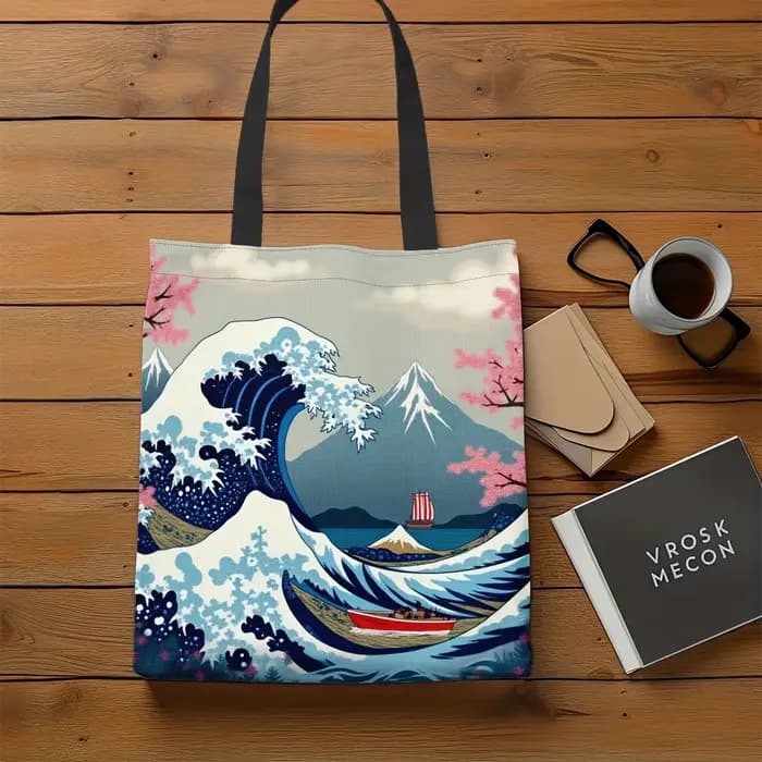 Sac fourre-tout en polyester inspiré de l'Ukiyo-e