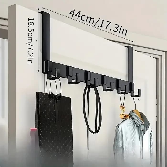 Crochet Extra-long à 6 crochets derrière la porte porte-manteau et support de rangement pour sacs et vêtements sur la porte de la chambre
