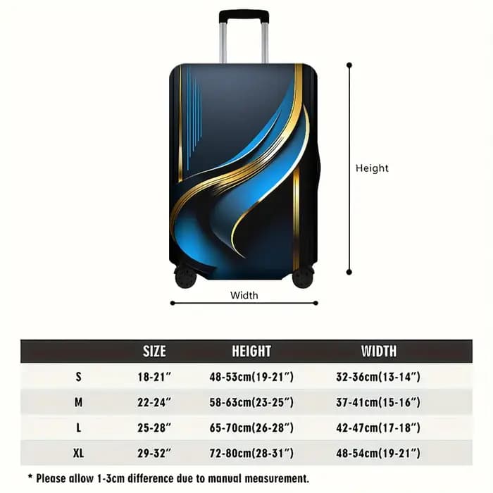 1 housse de valise avec un motif imprimé doré de style fluide